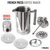 Mueller French Press 20% Heavier Duty Double Insulated 310 Stainless Steel Coffee Maker Multi-Screen System 100% No Coffee Grounds Guarantee, Rust-Free, Dishwasher Safe